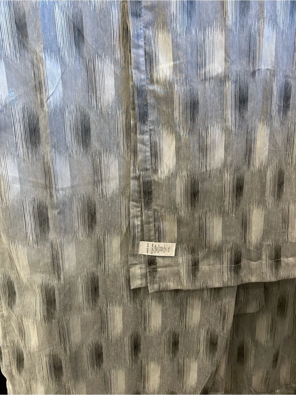 Pair of West Elm Shaded Dot Jacquard Sheer Curtains - Storm Gray 48”x96”